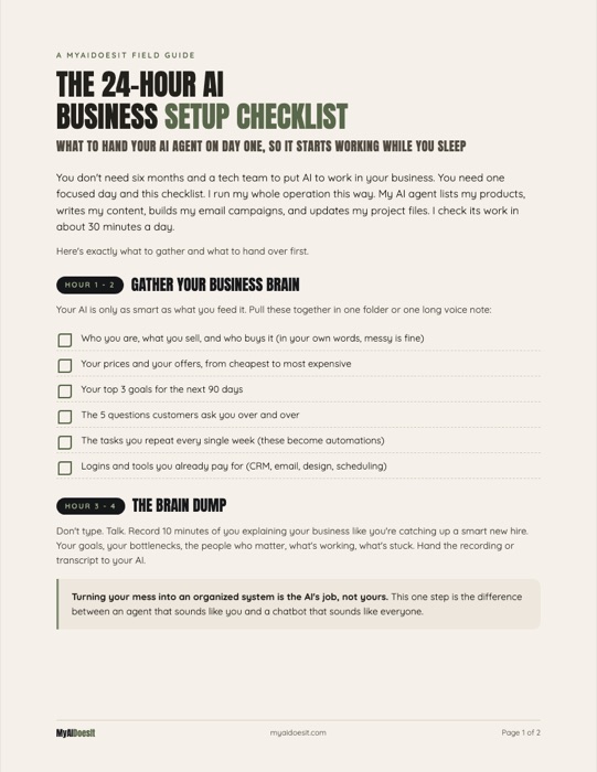 Preview of the 24-Hour AI Business Setup Checklist